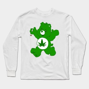 Green Stoner Bear Long Sleeve T-Shirt